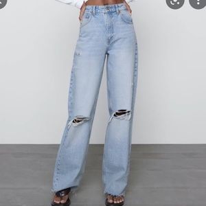 Zara wide leg hi rise light wash jeans NWT